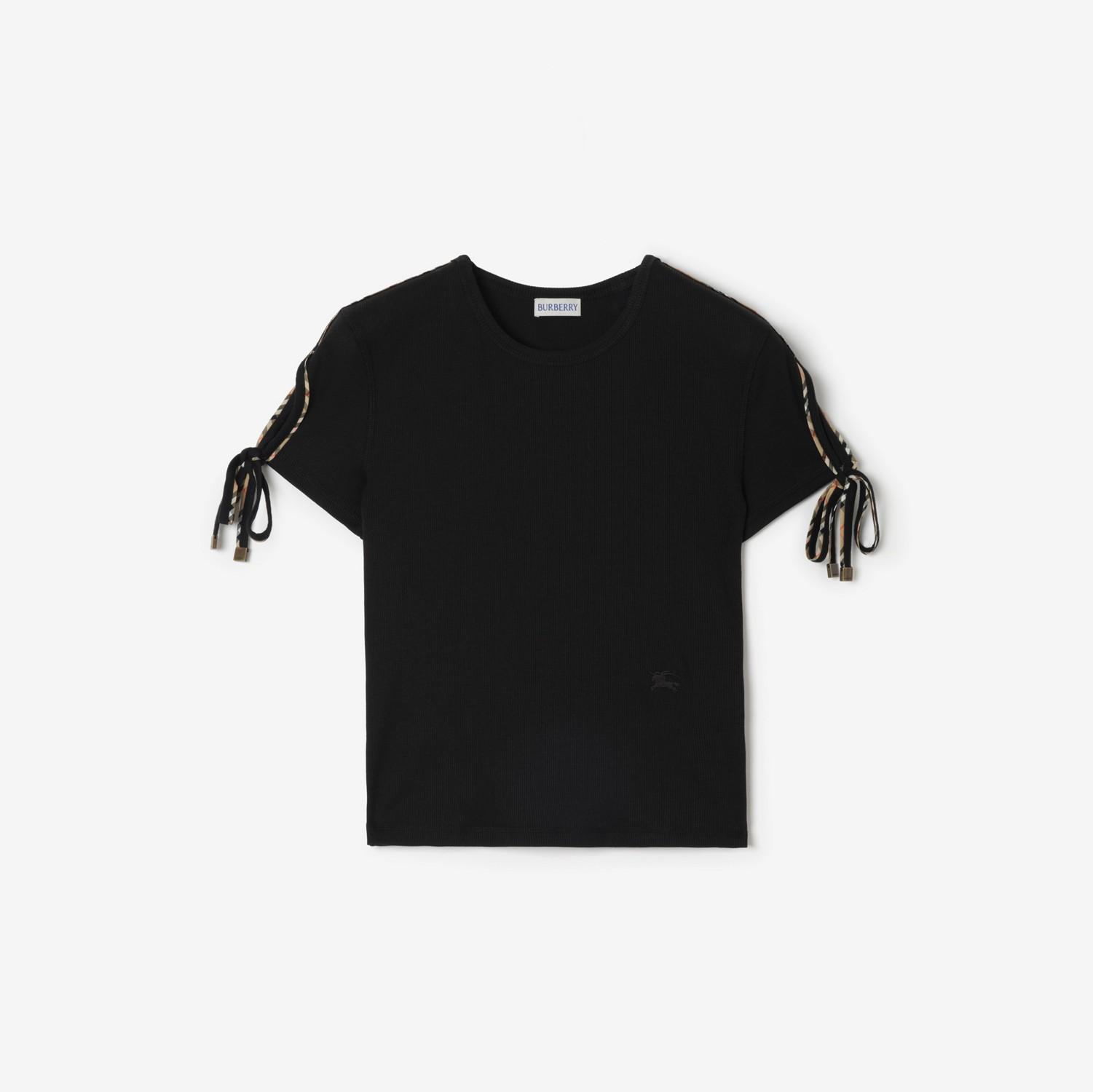 Cropped Tie-sleeve Cotton T-shirt by BURBERRY