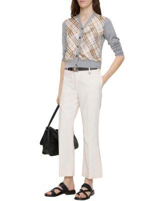 Cropped Wool Flared Trousers by BURBERRY