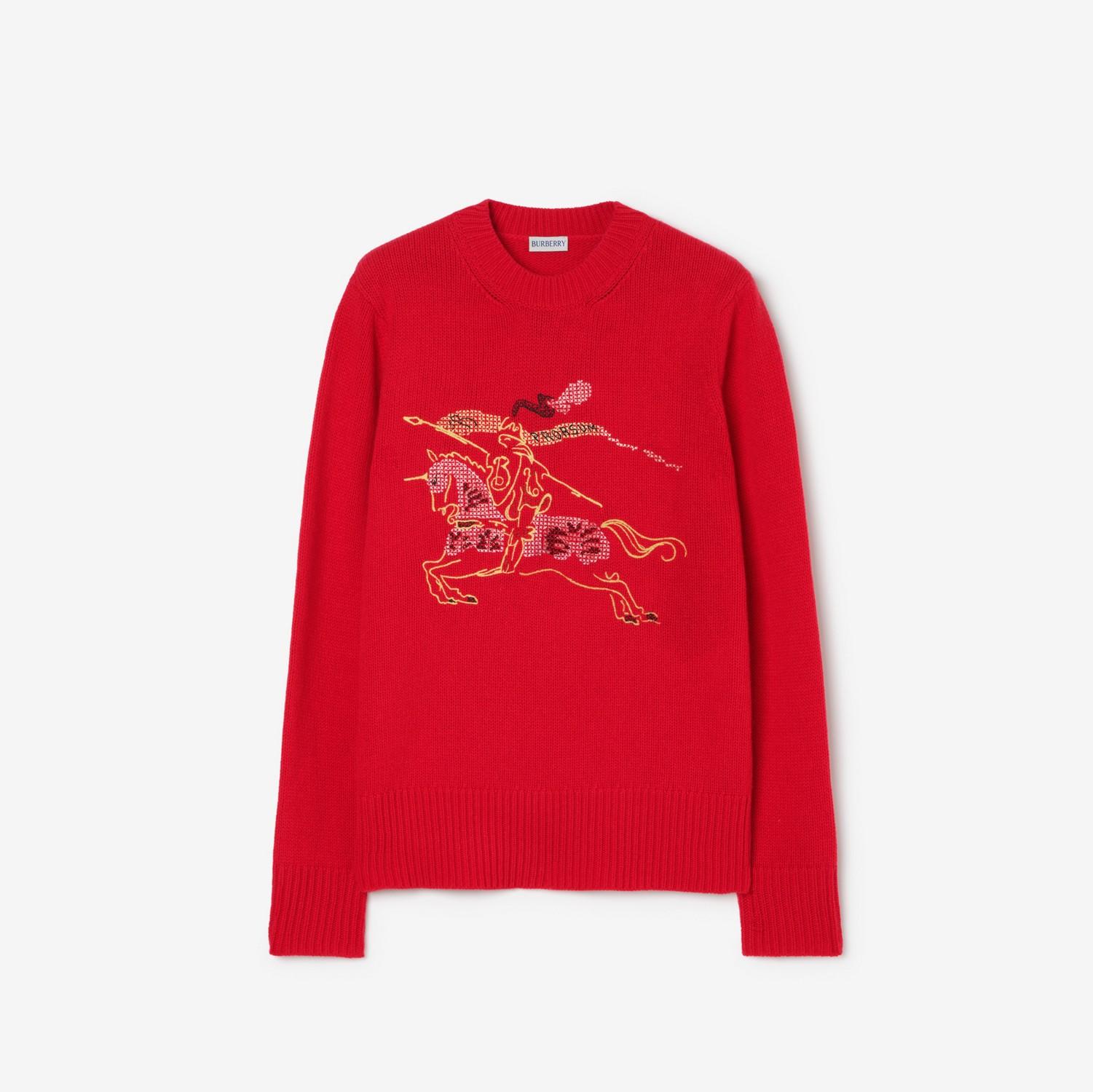 Cross Stitch Knight Wool Cashmere Sweater by BURBERRY