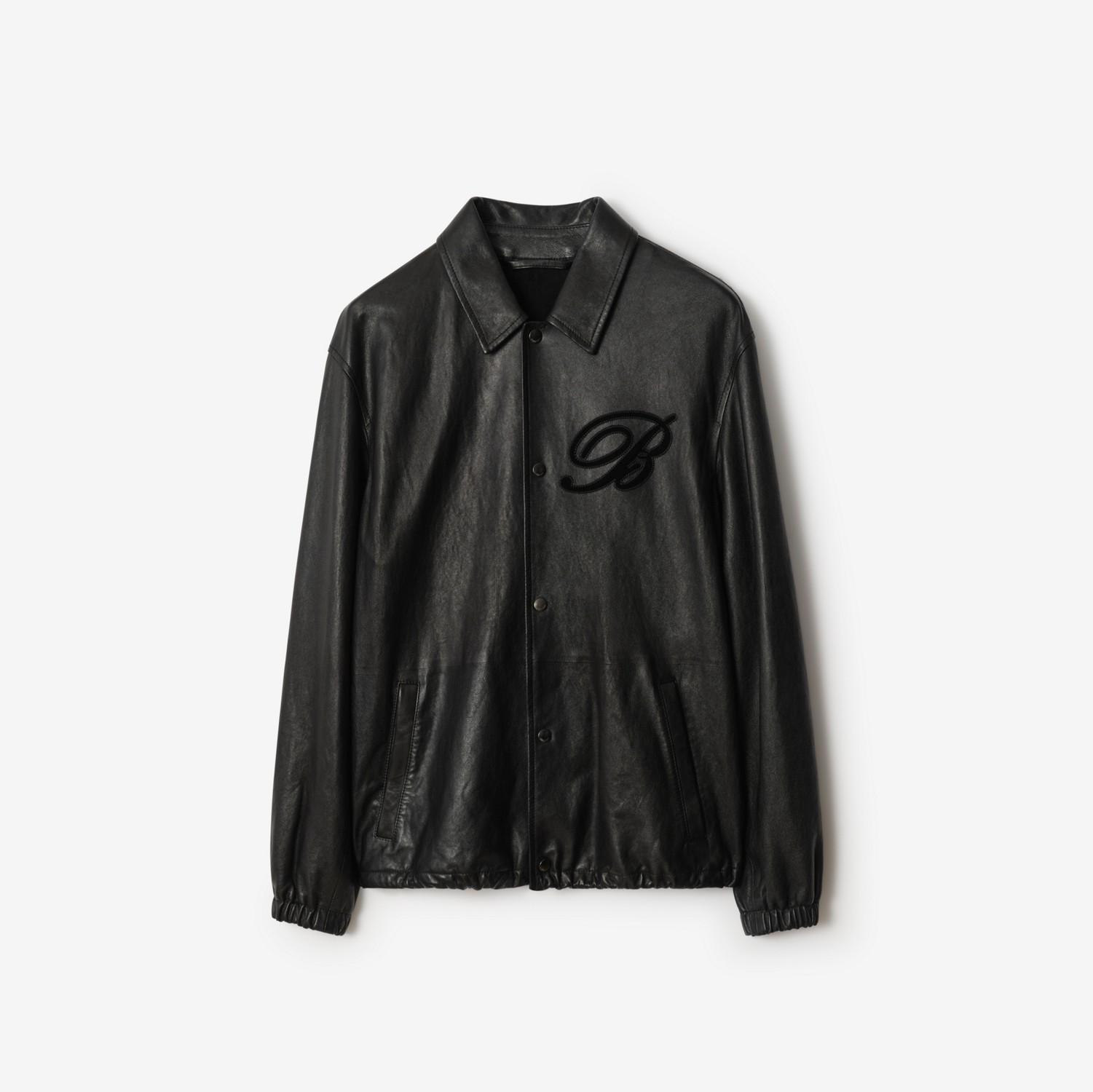 Cursive Logo Leather Overshirt by BURBERRY