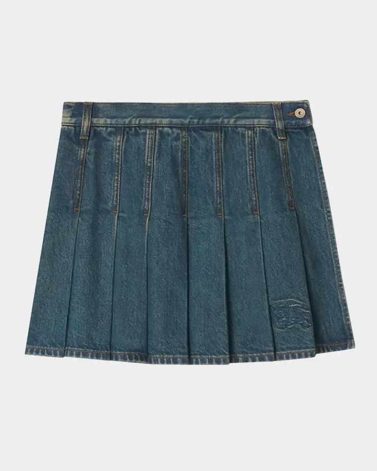 Dahlia Pleated Denim Mini Skirt by BURBERRY