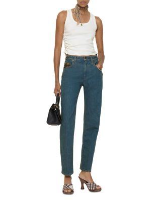 Dalia Mid Rise Straight Jeans in Mid Blue by BURBERRY