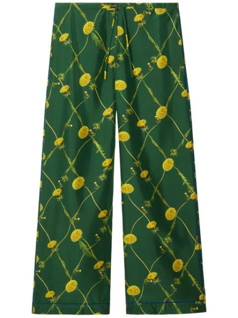 Dandelion floral-print flared trousers by BURBERRY