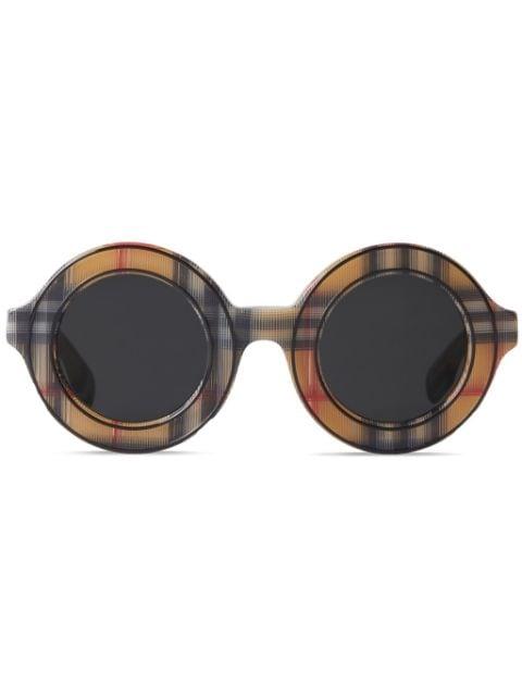 Vintage Check-pattern round-frame sunglasses by BURBERRY EYEWEAR