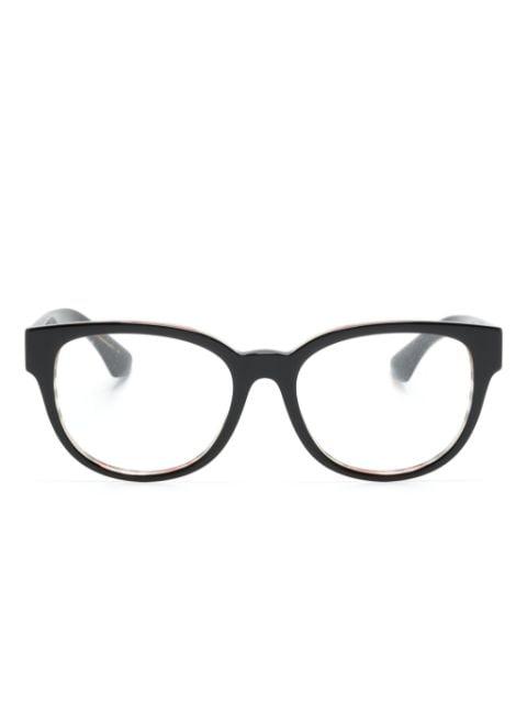 checked oval-frame glasses by BURBERRY EYEWEAR