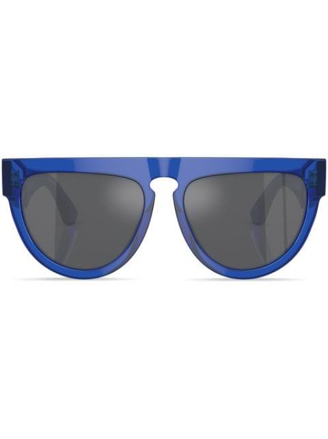 logo-engraved round-frame sunglasses by BURBERRY EYEWEAR