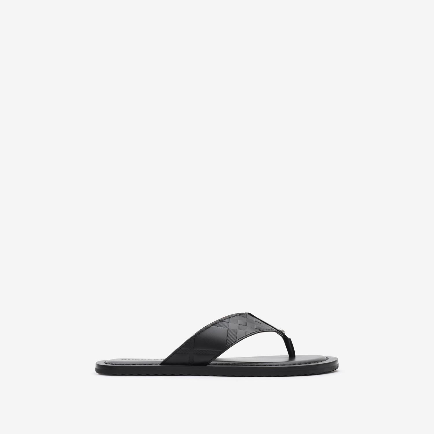 Embossed Check Leather Pavilion Sandals by BURBERRY
