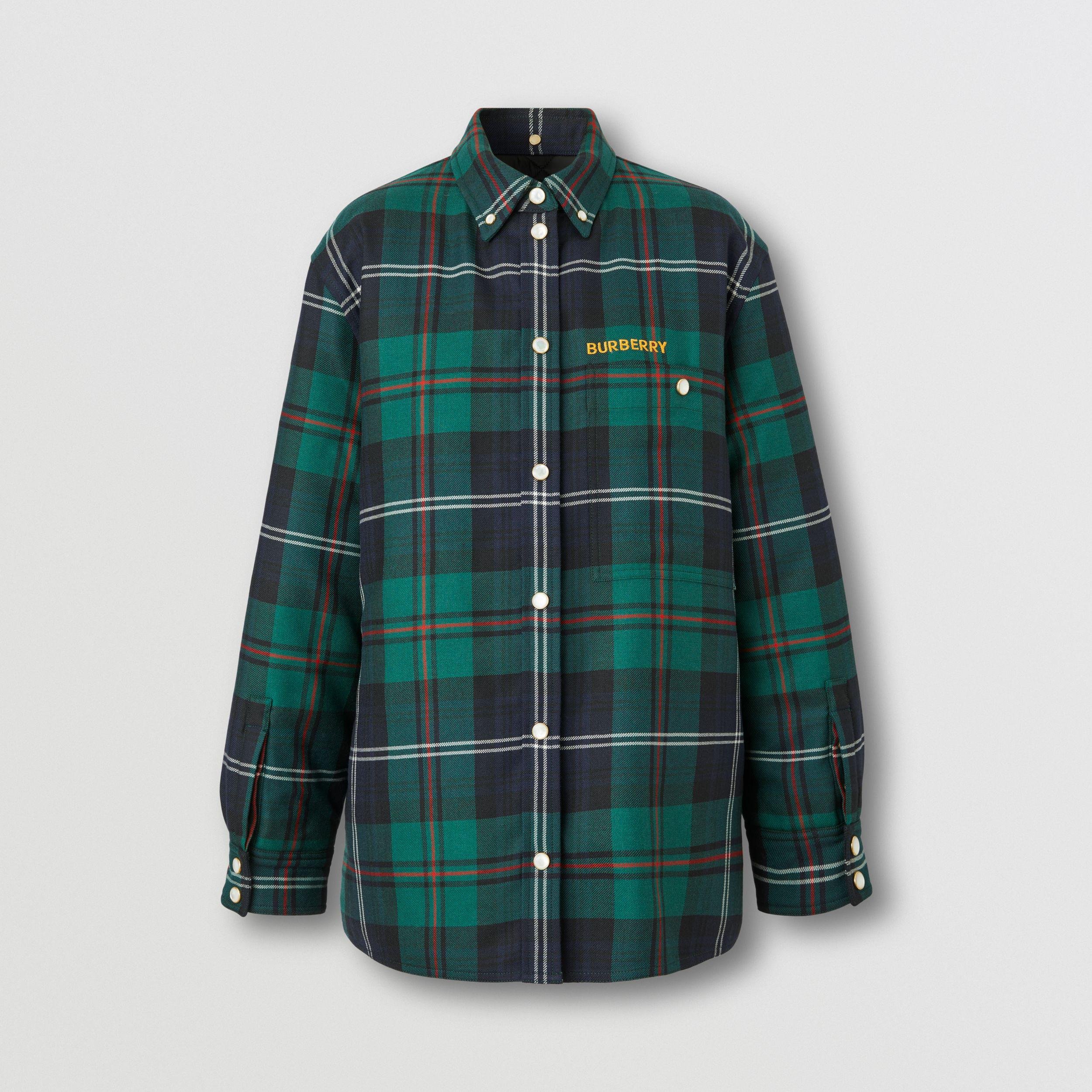 Embroidered Logo Check Wool Overshirt by BURBERRY