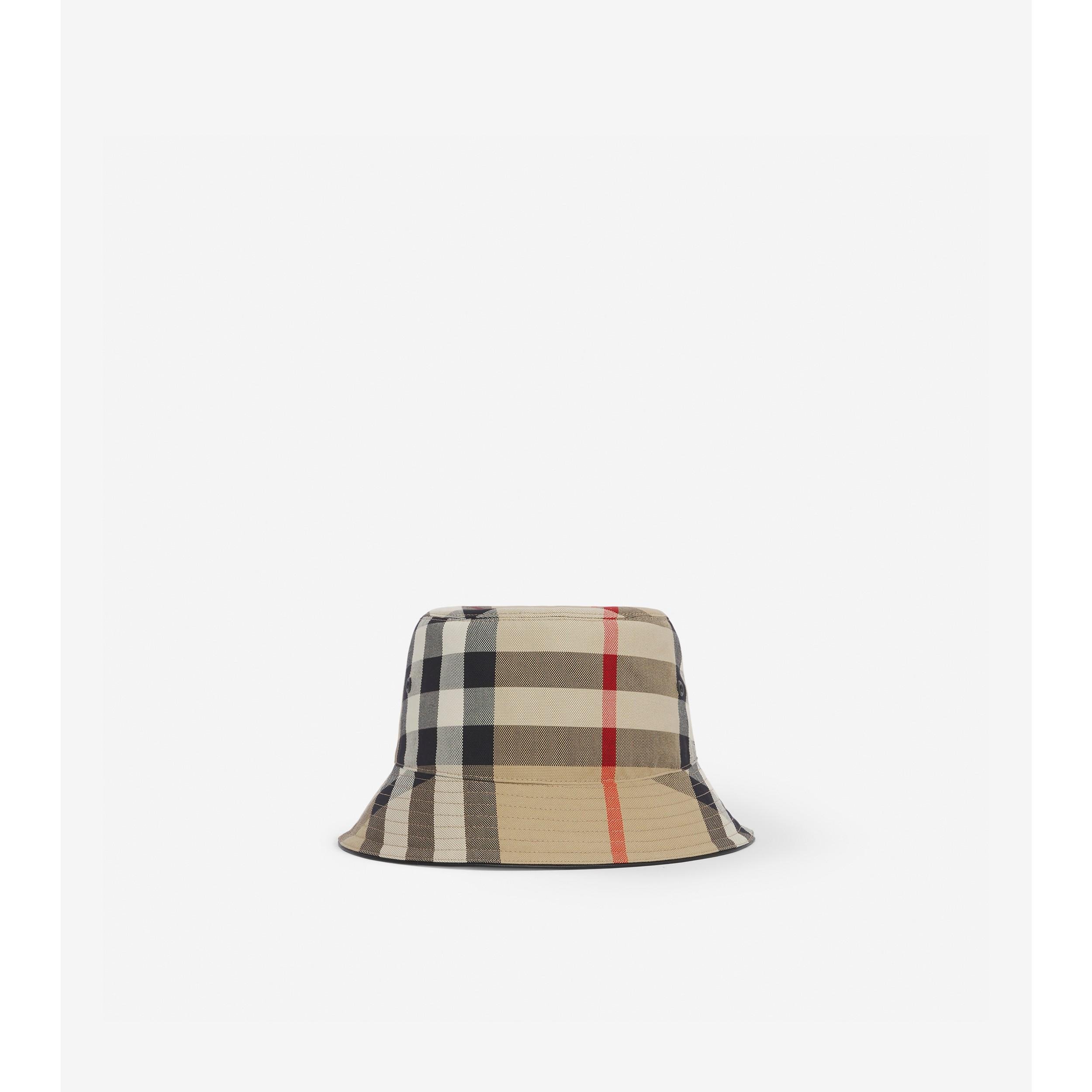 Exaggerated Check Cotton Bucket Hat by BURBERRY