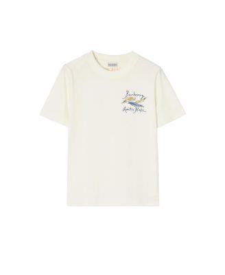 Feather Print Cotton T-shirt by BURBERRY