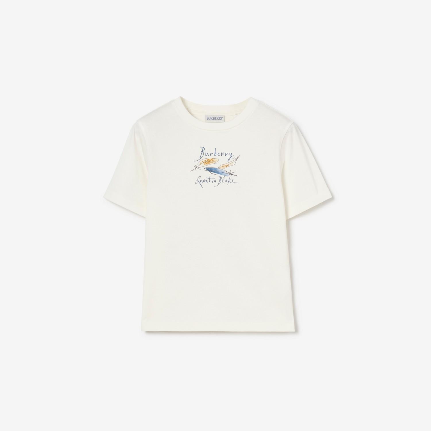 Feather Print Cotton T-shirt by BURBERRY