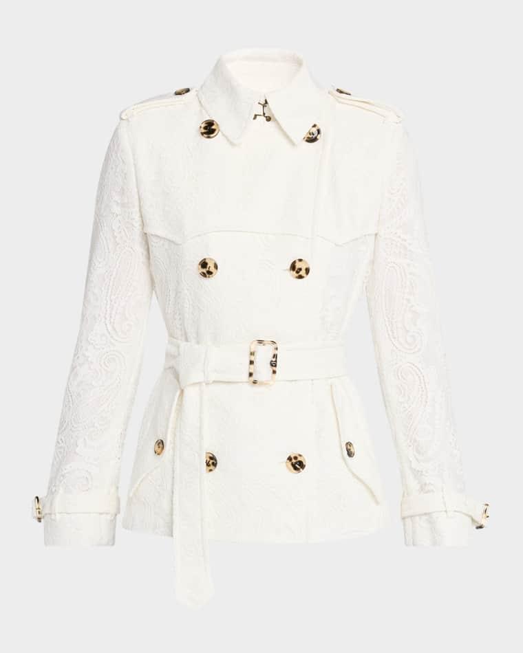 Foxfield Lace Double-Breasted Short Trench Jacket by BURBERRY