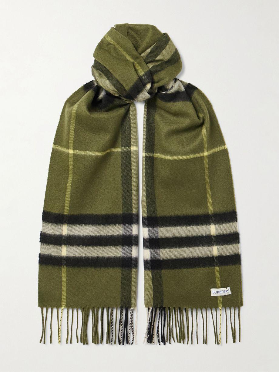Fringed checked cashmere scarf by BURBERRY
