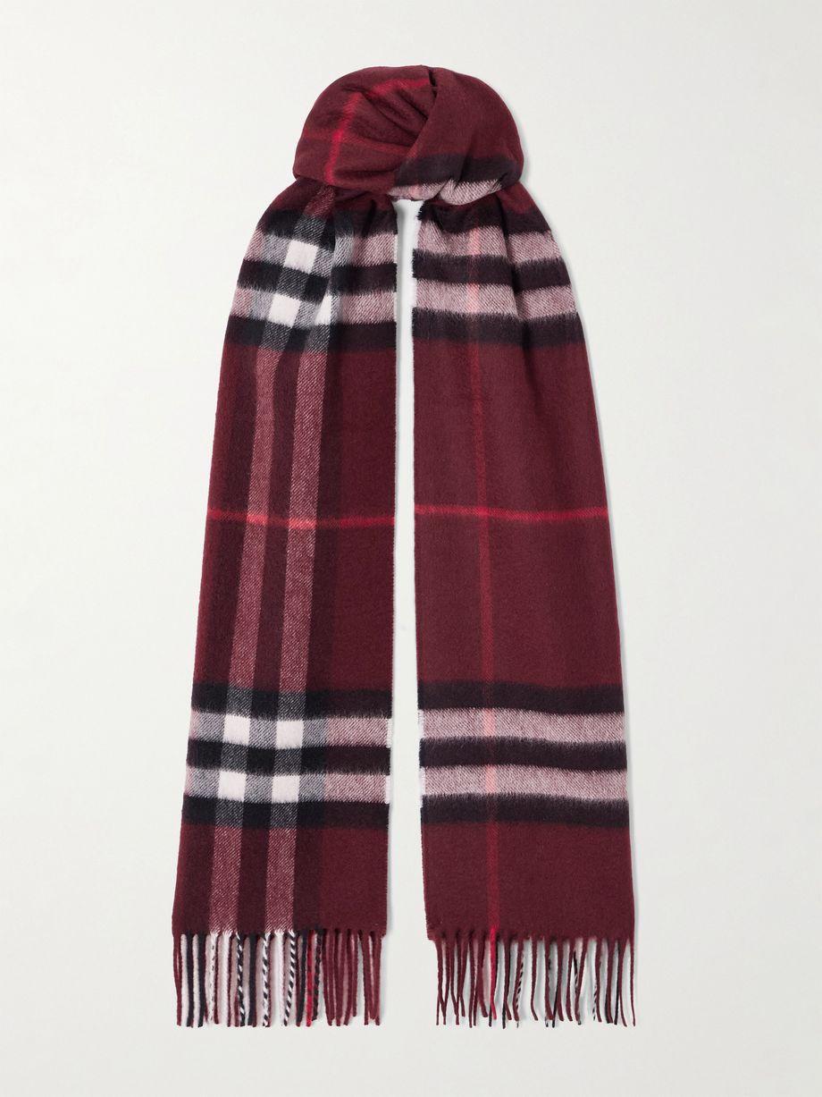 Fringed checked cashmere scarf by BURBERRY