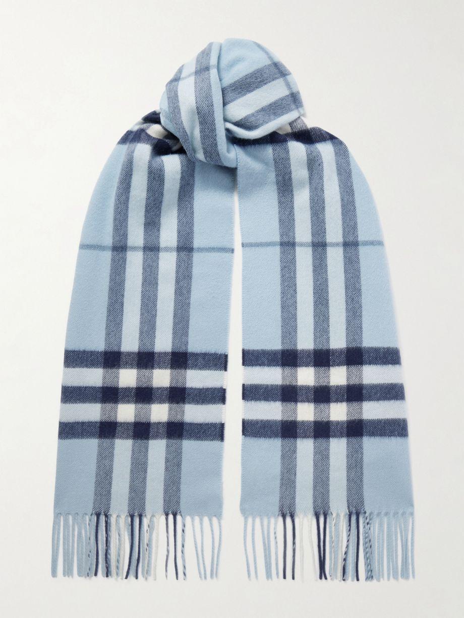 Fringed checked cashmere scarf by BURBERRY