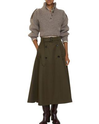 Gabardine Trench Midi Skirt by BURBERRY