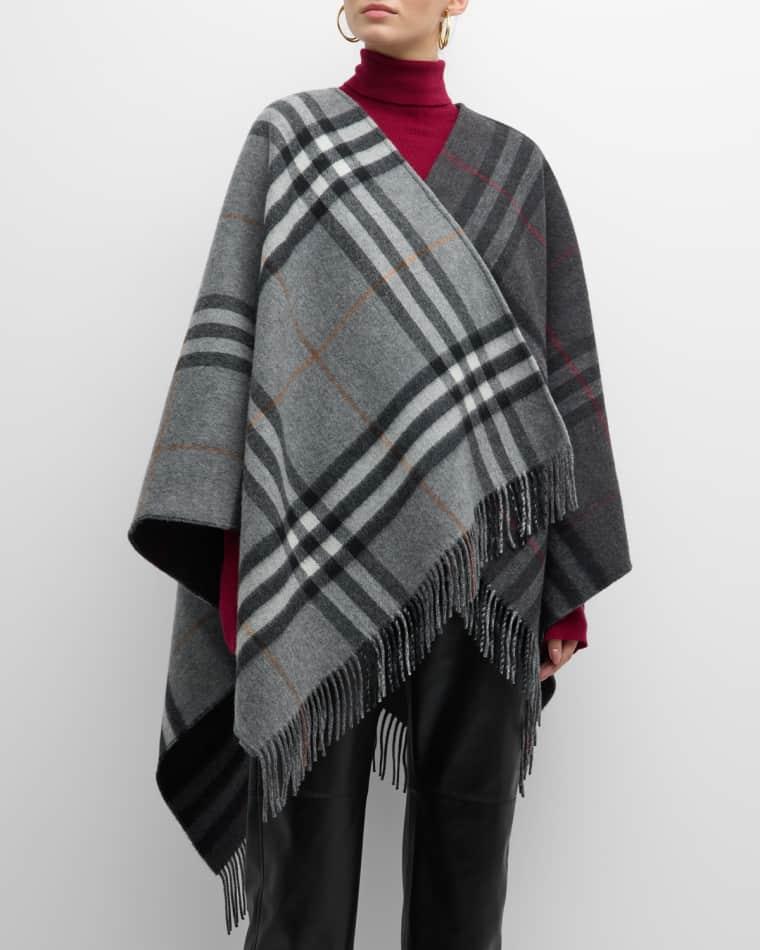 Giant Check Logo Cashmere-Blend Cape by BURBERRY