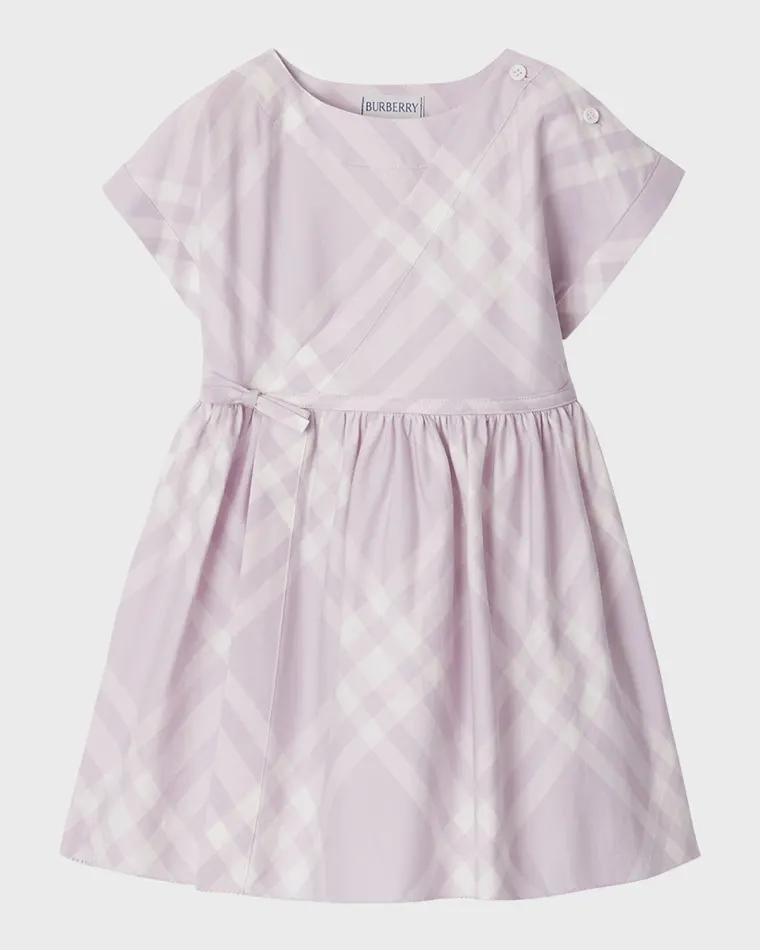 Girl's Anorra Bias Check Short-Sleeve Dress, Size 3-14 by BURBERRY
