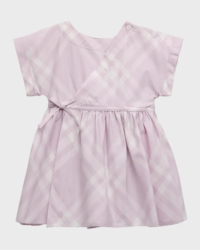 Girl's Anorra Bias Check Short-Sleeve Dress, Size 6M-2 by BURBERRY