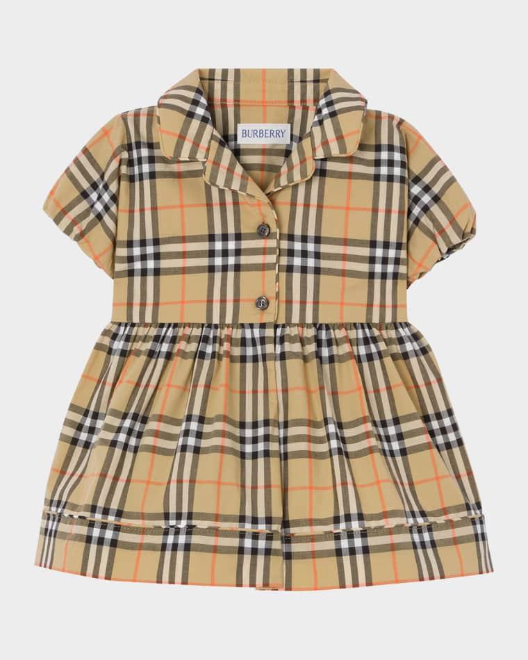 Girl's Bea Check Cotton Dress & Bloomers Set, Size 3M-18M by BURBERRY
