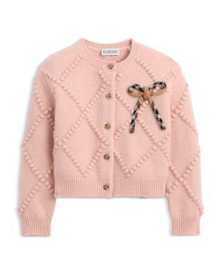 Girls' Bonnie Check Bow Wool Cashmere Cardigan - Baby by BURBERRY
