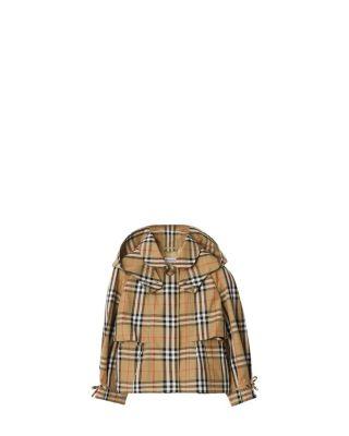 Girls' Check Cotton Hooded Trench Jacket - Little Kid by BURBERRY