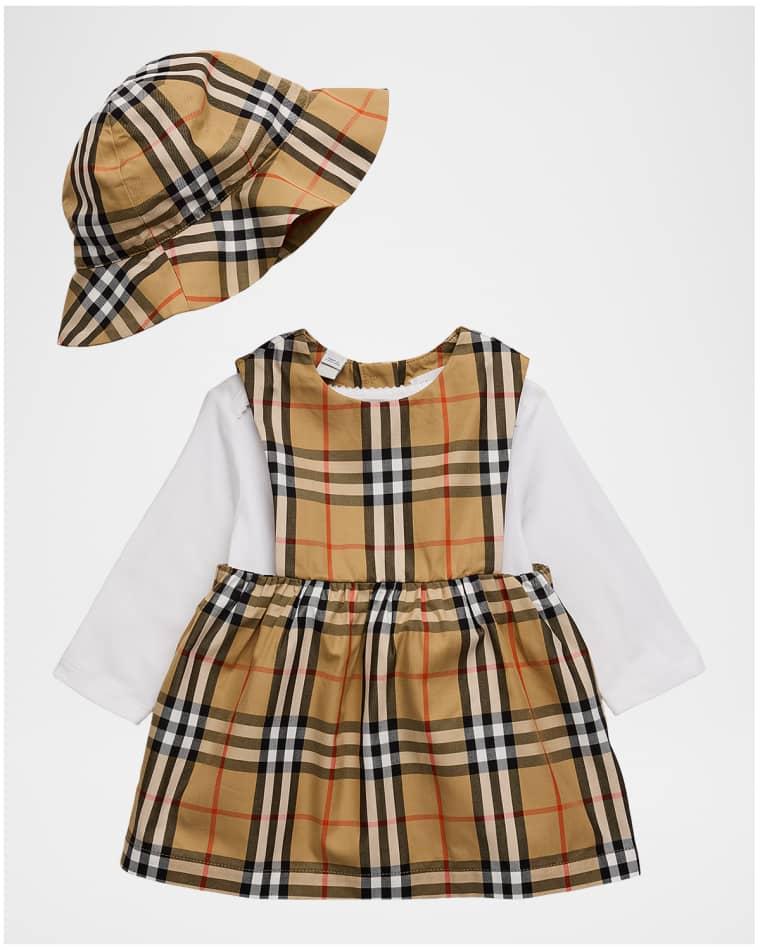 Girl's Check Cotton Three-Piece Gift Set, Size 1M-18M by BURBERRY