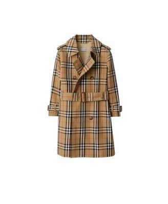 Girls' Check Cotton Twill Trench Coat - Little Kid by BURBERRY