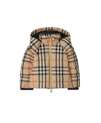Girls' Check Hooded Puffer Jacket - Baby by BURBERRY Girls' Check Hooded Puffer Jacket - Baby by BURBERRY
