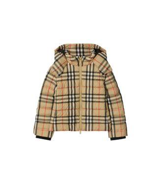 Girls' Check Hooded Puffer Jacket - Little Kid by BURBERRY