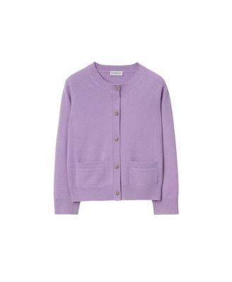 Girls' Check Patch Wool Cashmere Cardigan - Little Kid by BURBERRY