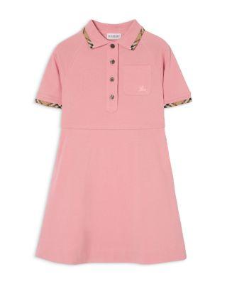 Girls' Check Trim Cotton Polo Shirt Dress - Little Kid by BURBERRY