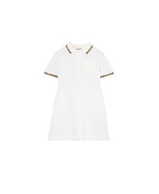 Girls' Check Trim Cotton Polo Shirt Dress - Little Kid by BURBERRY