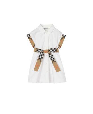 Girls' Check Trim Cotton Shirt Dress - Baby by BURBERRY