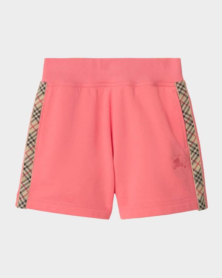 Girl's Check Trim Cotton Shorts, Size 3-14 by BURBERRY
