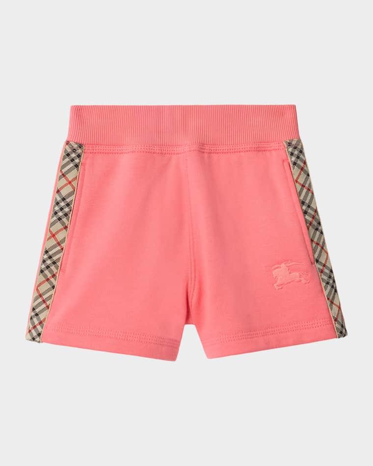 Girl's Check-Trim Cotton Shorts, Size 6M-3 by BURBERRY