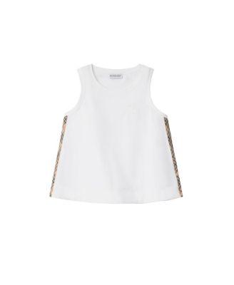 Girls' Check Trim Cotton Top - Baby by BURBERRY