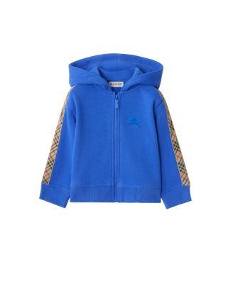 Girls' Check Trim Cotton Zip Hoodie - Baby by BURBERRY