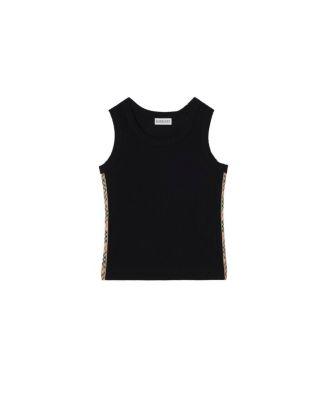 Girls' Check Trim Stretch Cotton Vest - Little Kid by BURBERRY