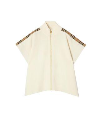 Girls' Check Trim Wool Cape - Little Kid by BURBERRY