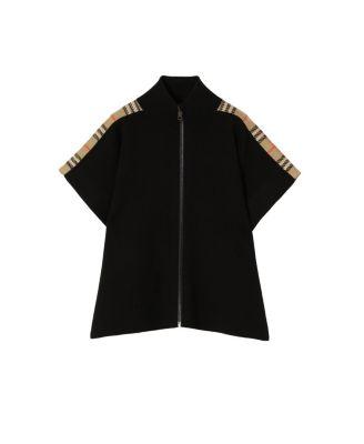 Girls' Check Trim Wool Cape - Little Kid by BURBERRY