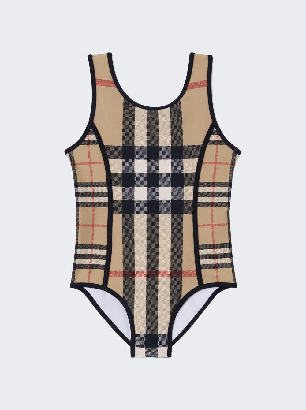 Girls Contrast Check Stretch Nylon Swimsuit  | The Webster by BURBERRY