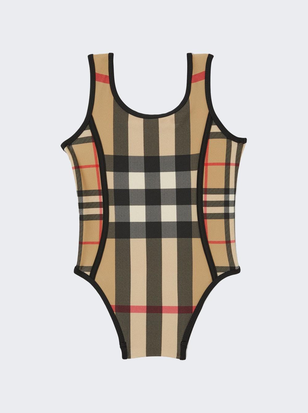 Girls Contrast Check Stretch Nylon Swimsuit  | The Webster by BURBERRY