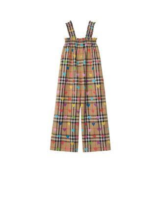 Girls' Heart Check Cotton Jumpsuit - Little Kid by BURBERRY