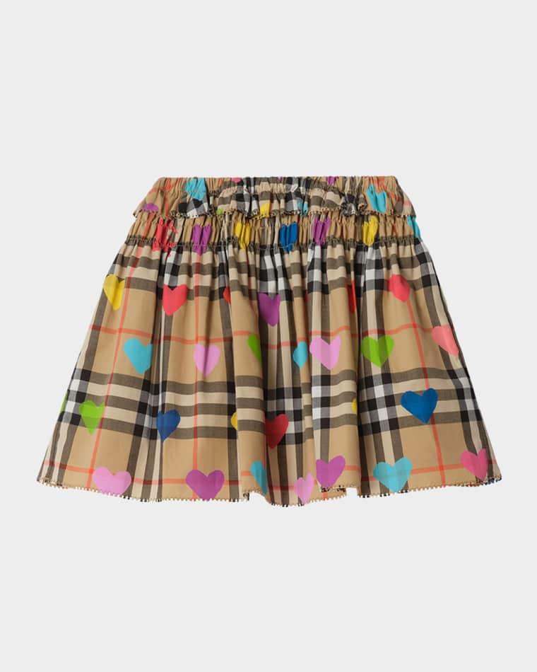 Girl's Heart Check Cotton Skirt, Size 6M-3 by BURBERRY