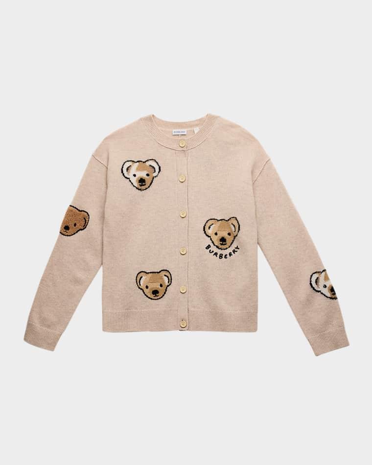 Girl's Lesa Thomas Bear Intarsia Cardigan, Size 3-14 by BURBERRY