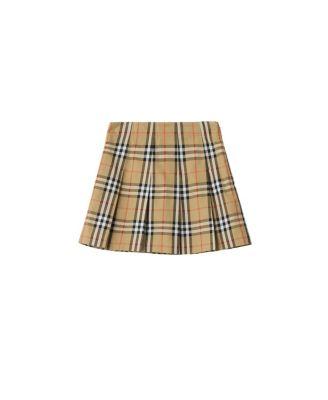 Girls' Pleated Check Cotton Twill Skirt - Little Kid by BURBERRY