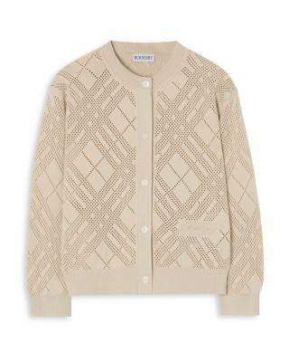 Girls' Pointelle Knit Cotton Cardigan - Little Kid by BURBERRY