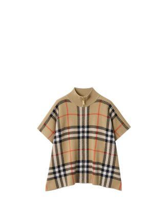 Girls' Reversible Check Wool Cape - Little Kid by BURBERRY