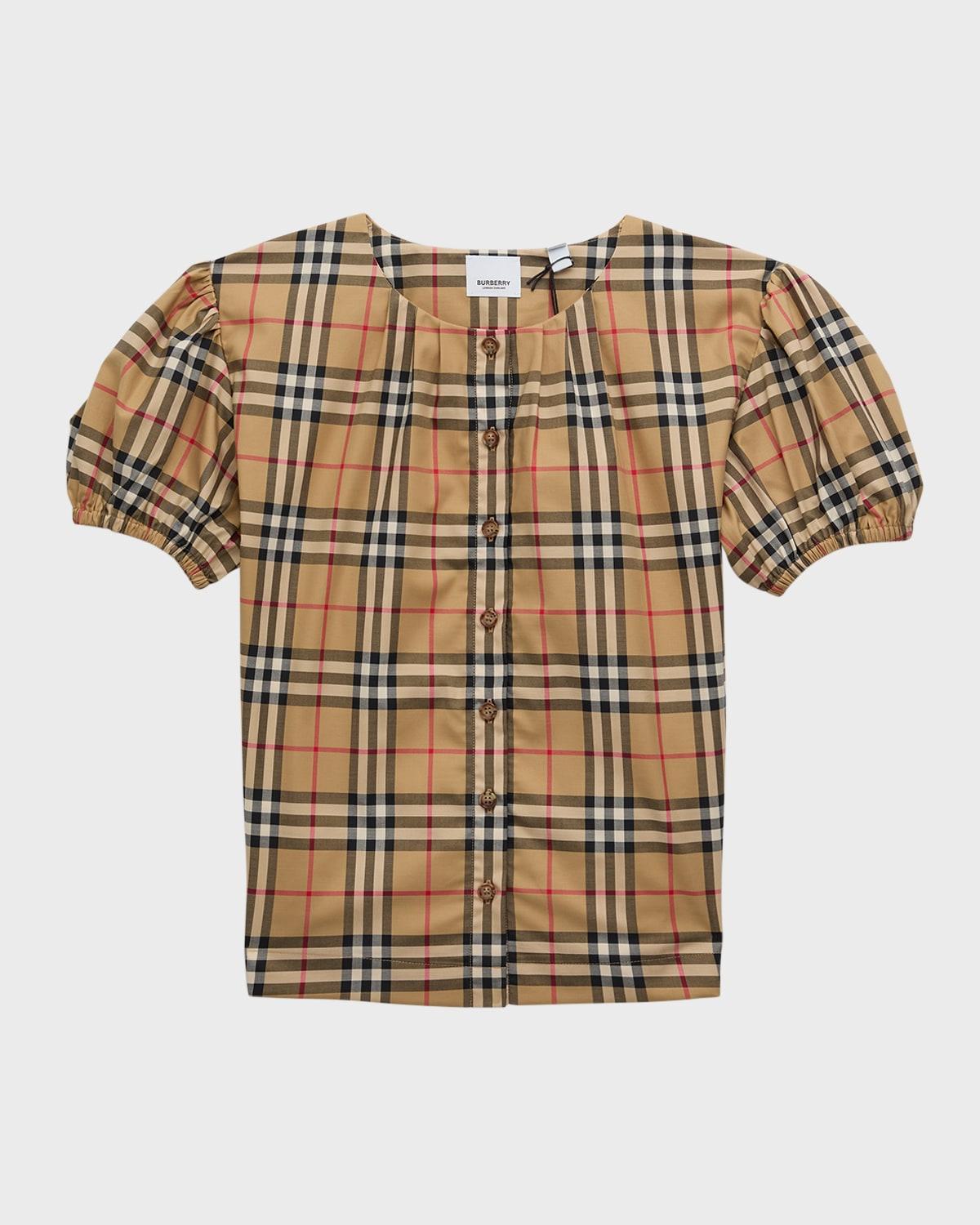 Girl's Sheryl Check-Print Blouse, Size 3-14 by BURBERRY